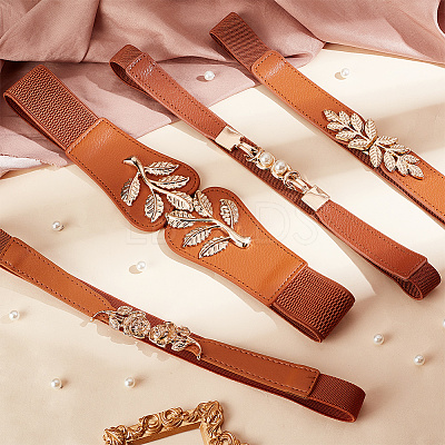 4Pcs 4 Style Imitation Leather Elastic Chain Belt AJEW-GA0006-22A-1