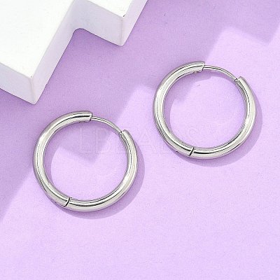 Tarnish Resistant 304 Stainless Steel Huggie Hoop Earrings EJEW-F111B-21mm-P-1