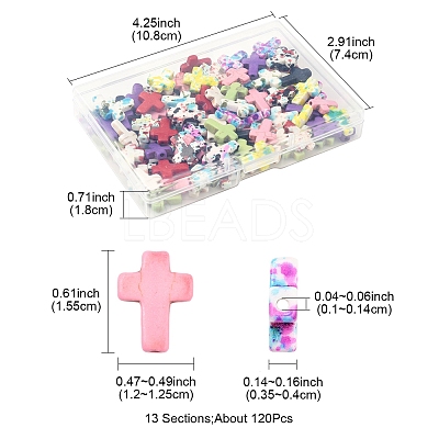 120Pcs 13 Colors Dyed Synthetic Turquoise Beads Sets G-FS0005-84-1