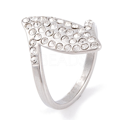 304 Stainless Steel Horse Eye Finger Ring for Women RJEW-C086-27-P-1