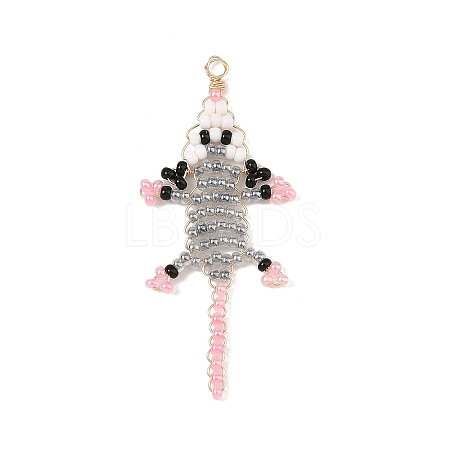 Glass Seed Beads Pendants PALLOY-MZ01454-1