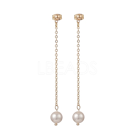 Shell Pearl Beads Dangle Stud Earrings EJEW-JE05219-1