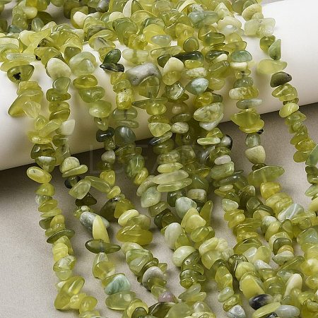 Natural Jade Chip Beads Strands G-B160-B02-1