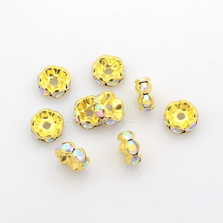 Brass Rhinestone Spacer Beads X-RSB030NF-02G-1