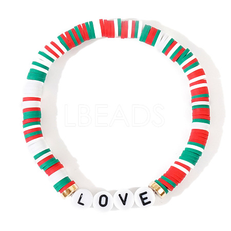 Christmas Love Resin & Acrylic Beaded Stretch Bracelets WK2852-1-1