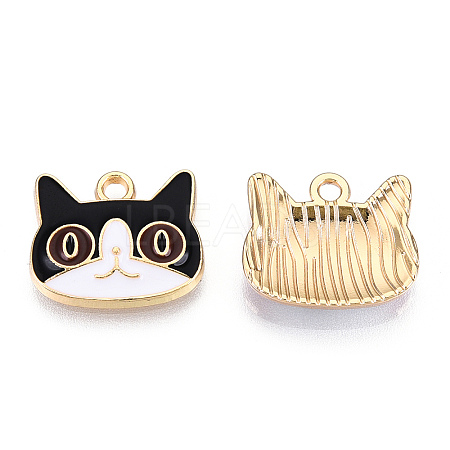 Light Gold Plated Alloy Kitten Pendants ENAM-T009-41C-1