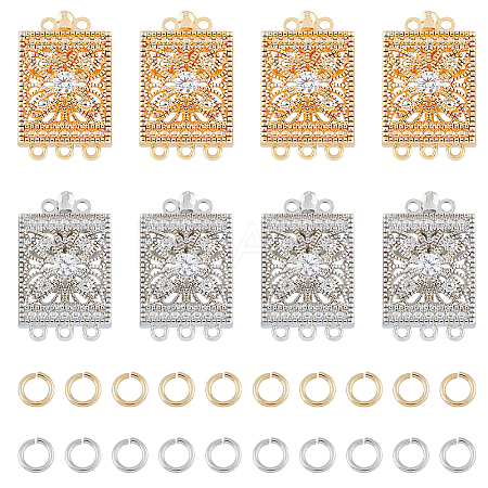 DICOSMETIC 8Pcs Brass Pave Clear Cubic Zirconia Box Clasps KK-DC0002-92-1