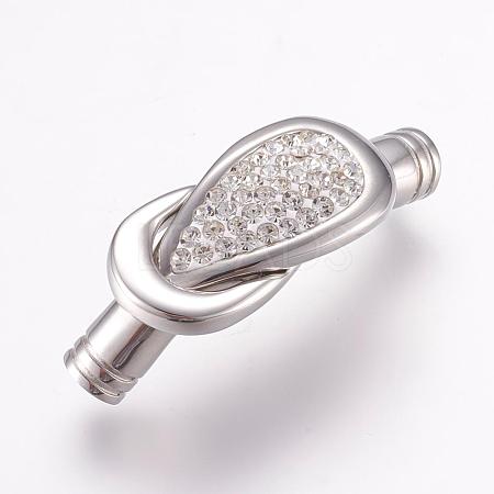 304 Stainless Steel Magnetic Clasps with Glue-in Ends STAS-L189-09P-1