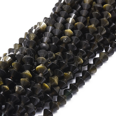 Natural Golden Sheen Obsidian Beads Strands G-E569-D05-1