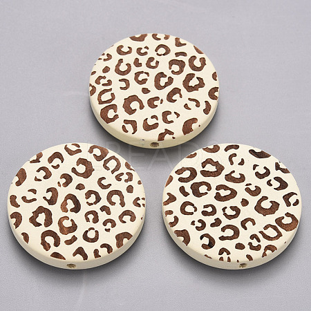 Painted Natural Wood Beads X-WOOD-N006-07E-1