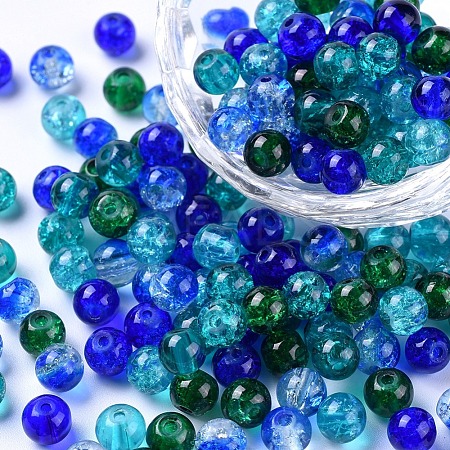 Baking Paint Crackle Glass Beads DGLA-X0006-6mm-01-1