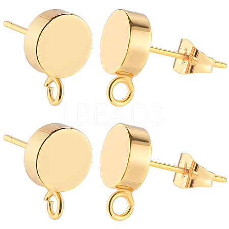 20Pcs Flat Round Brass Stud Earring Findings KK-BBC0013-96D-1