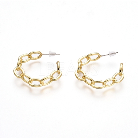 Semicircular Brass Cable Chain Stud Earrings EJEW-E196-07G-1