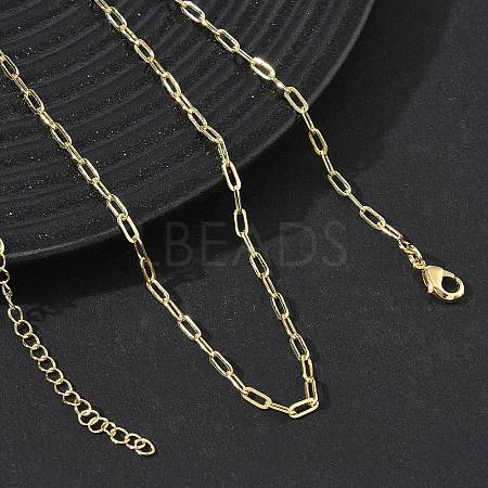 2.4MM Brass Paperclip Chain Necklaces for Women KK-CBA2293-17G-1