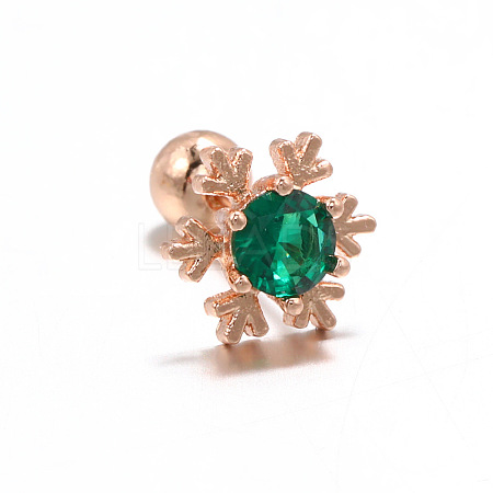 Snowflake Brass Cubic Zirconia Stud Earrings FS-WGD4C14-11-1