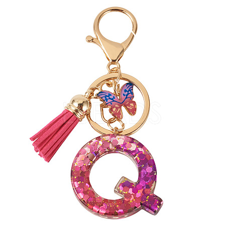 Alloy Resin Butterfly Keychains KEYC-TADJ0002-02G-Q-1
