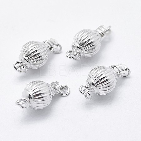 Anti-Tarnish Rhodium Plated 925 Sterling Silver Box Clasps STER-F037-012P-1