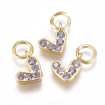 Brass Micro Pave Cubic Zirconia Charms ZIRC-F111-08G-08-1