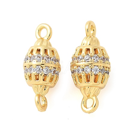 Brass Micro Pave Cubic Zirconia Connector Charms KK-U056-25G-1