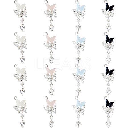 16Pcs 4 Colors Alloy Resin Pendants FIND-DC0008-09-1