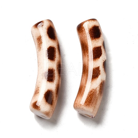 Spray Painted Leopard Print Opaque Acrylic Beads OACR-L013-036-1