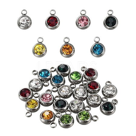 20Pcs 303 Stainless Steel Rhinestone Charms STAS-YW0001-17-1