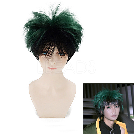Short Green & Black Anime Cosplay Wigs OHAR-I015-04-1
