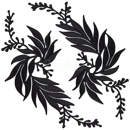 Gorgecraft 4Pcs 2 Style Leaf Computerized Embroidery Cloth Iron on/Sew on Patches DIY-GF0005-33B-1