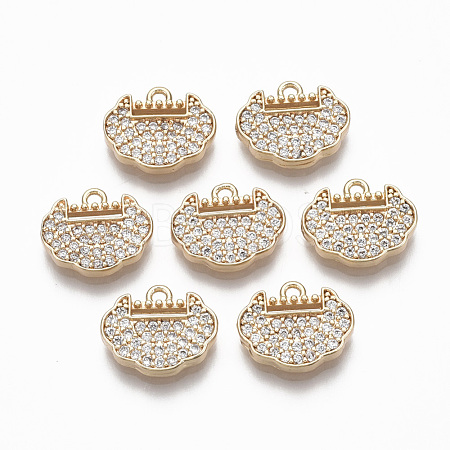 Brass Micro Pave Clear Cubic Zirconia Charms X-KK-R134-029-NF-1