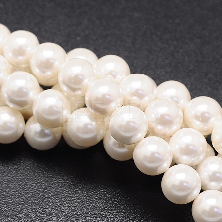 Shell Pearl Beads Strands X-BSHE-E008-10mm-12-1