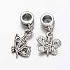 Mixed Tibetan Style Alloy  Butterfly European Dangle Charms PALLOY-JF00054-2