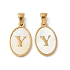 Natural Shell Oval with Initial Pendants STAS-I351-23G-Y-1