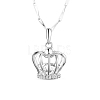 TINYSAND Rhodium Plated 925 Sterling Silver Crown Pendant Necklace TS-N312-GS-1