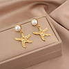304 Stainless Steel & Plastic Pearl Stud Dangle Earrings WG9A652-01-2