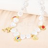 Ocean Brass Enamel Sea Animals Pendant ABS Imitation Pearl Shell Shaped Beaded Necklaces KK-CBA4547-01G-2