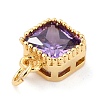 Real 18K Gold Plated Brass Inlaid Cubic Zirconia Charms ZIRC-L100-073G-05-4