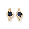 Brass Cubic Zirconia Flat Round Connector Charms KK-H204-02KCG-03-1