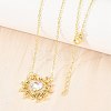 Brass Pave Clear Cubic Zirconia and Glass Heart Pendant Necklaces KK-CBA4547-11G-3