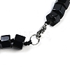 Natural Dyed & Heated Black Agate Hexagon Prism Graduated Beaded Necklaces for Women Men NJEW-K388-03J-3
