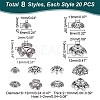 160Pcs 8 Style Tibetan Style Alloy Bead Caps FIND-PH0008-51-2