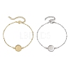 2Pcs 2 Colors 304 Stainless Steel Round Cabochon Setting Bracelets BJEW-JB11091-1