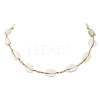 Adjustable Nylon Thread Shell Beads with Brass Necklaces NJEW-JN04796-2