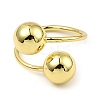 Rack Plating Brass Round Ball Beded Open Cuff Rings RJEW-D009-03G-1