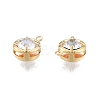 Brass Micro Pave Clear Cubic Zirconia Charms KK-G432-03G-3
