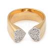 Heart Brass Micro Pave Clear Cubic Zirconia Open Cuff Ring for Women RJEW-Q819-20G-2
