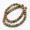 Frosted Round Natural Unakite Beads Strands G-N0166-73-6mm-3