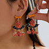 Halloween Alloy Enamel & Rhinestone Stud Dangle Earrings WG184D3-04-1