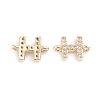 Brass Micro Pave Cubic Zirconia Letter Links ZIRC-I042-16G-H-2