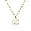 Alloy White Enamel Flat Round with Letter Pendant Necklaces FS-WG63565-13-1