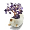 Natural Amethyst Chips Tree of Life Decorations with Cat Display Decorations DJEW-K025-03A-2